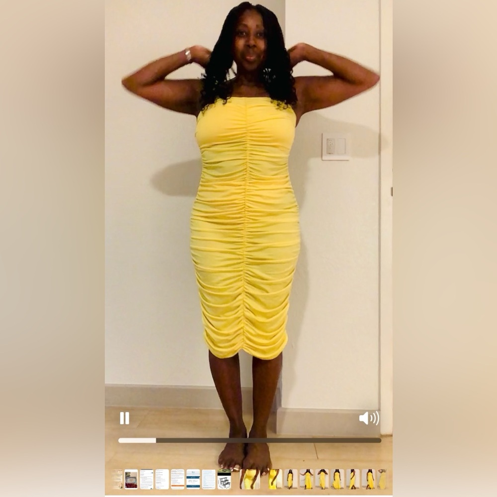 Yellow Ruched Dress - Picture 9 of 14